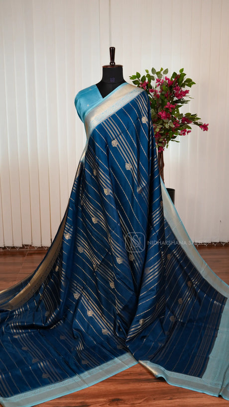 Premium Viscose Silk Saree With Matte Zari Weaving Concept And Contrast Border