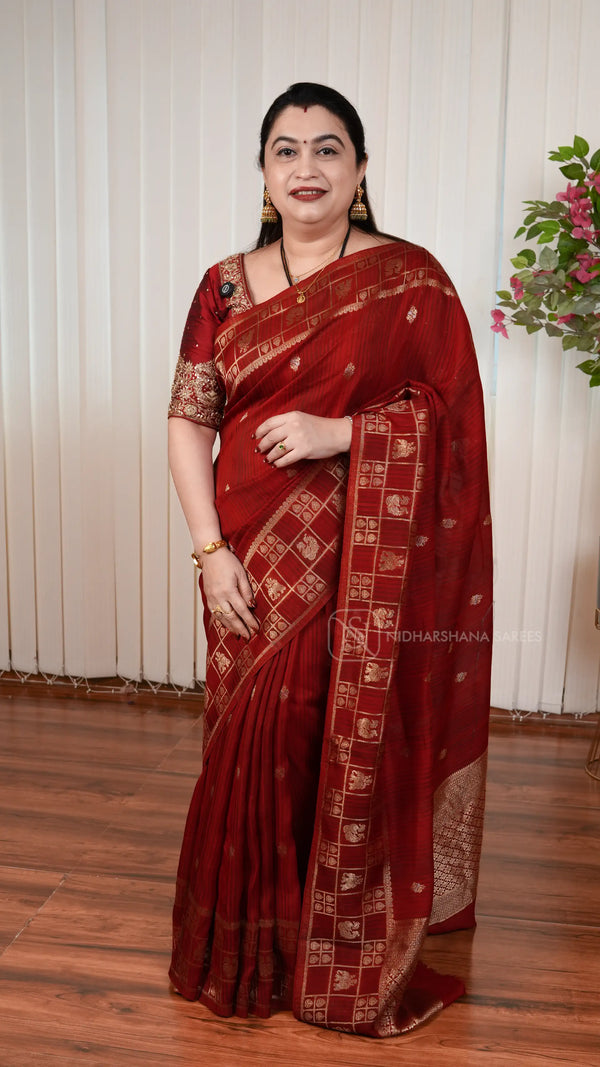 Tussar Georgette Saree With Zari Butta And Zari Border