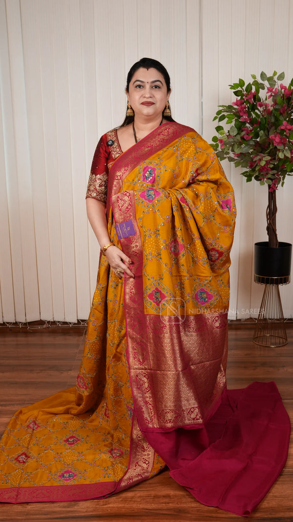 Premium Pure Viscose Saree with All-Over Pita Sequin Work, Boarder Meena Detailing and Rich Pallu