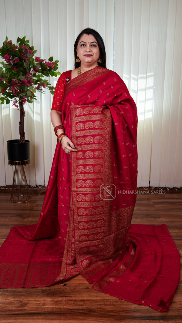 Tussar By Viscose With Antic Zari Mango Butta And Zari Weaving Border