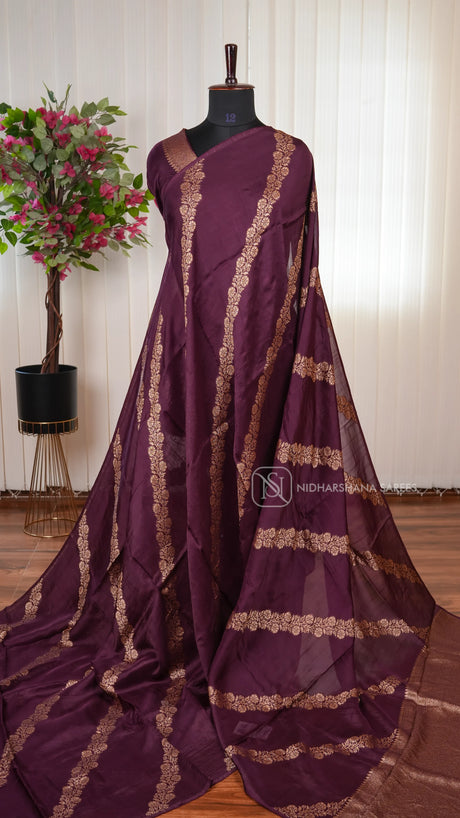 Tussar Viscose Saree With Silver And Golder Zari Lehariya Concept