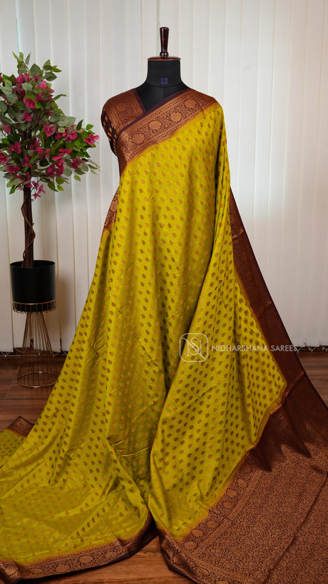 Semi Kathan Silk Saree With Zari Butta And Contrast Zari Border