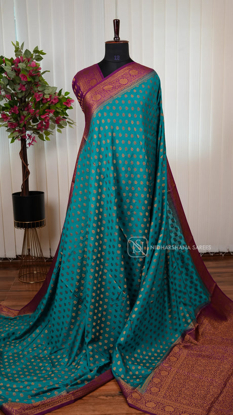 Semi Kathan Silk Saree With Zari Butta And Contrast Zari Border