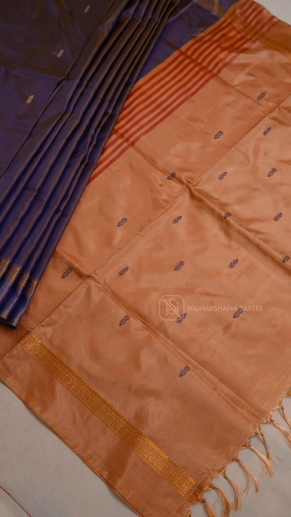 Handloom Banana Pith Saree With Dual Shade Concept And Contrast Pallu