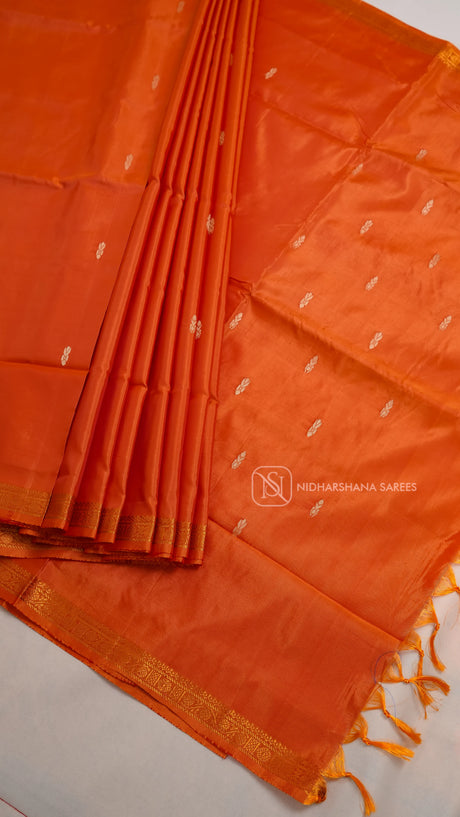 Handloom Banana Pith Saree With Dual Shade Concept And Contrast Pallu