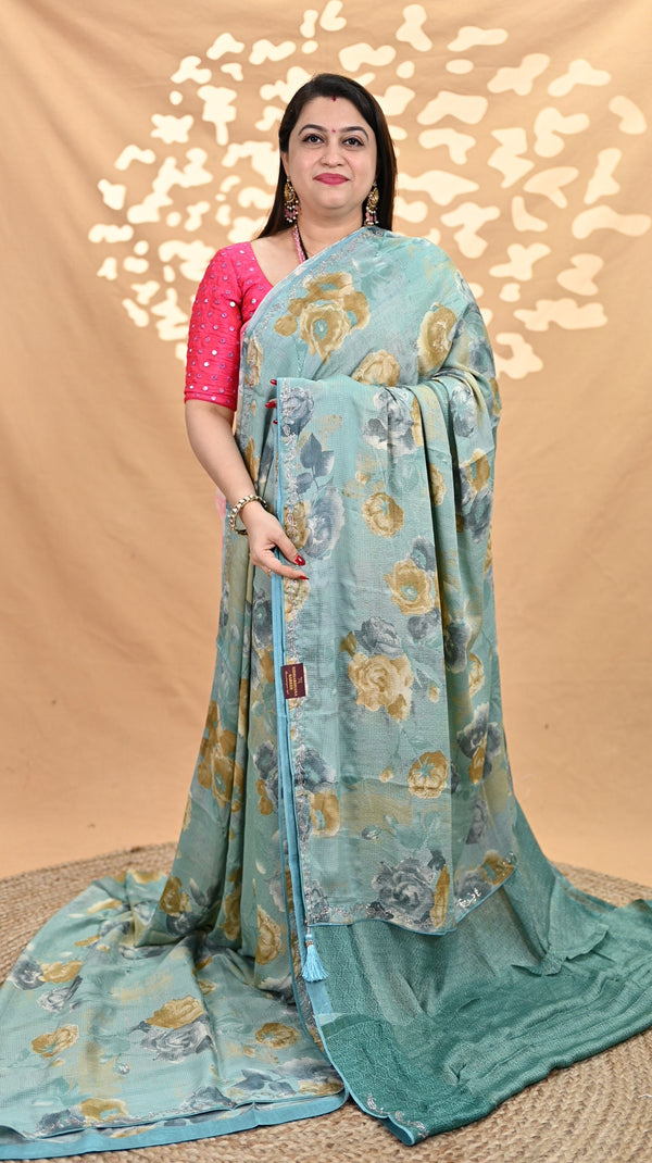 Georgette With Swaroski Stone