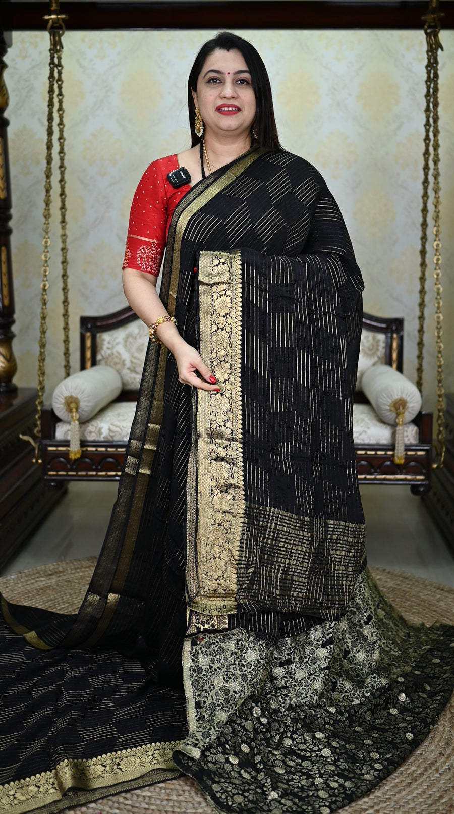 Premium Chinon Silk With Zari Weaving