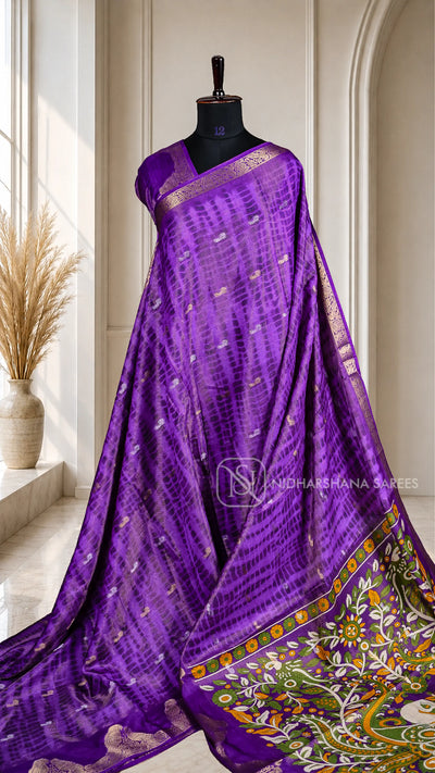 Semi Dola With Zari Lines And Shibori Concept