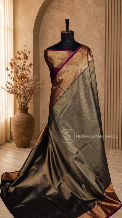 Semi Kanchipuram Silk With Zari Butta And Zari Border