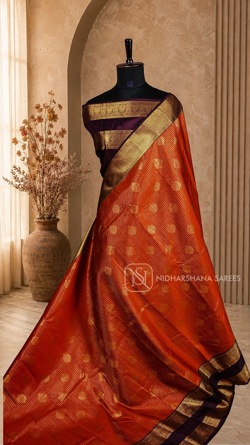 Semi Kanchipuram Zari Checks And Gap Style Border