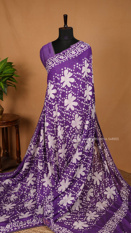 Chanderi Cotton With Batic Print