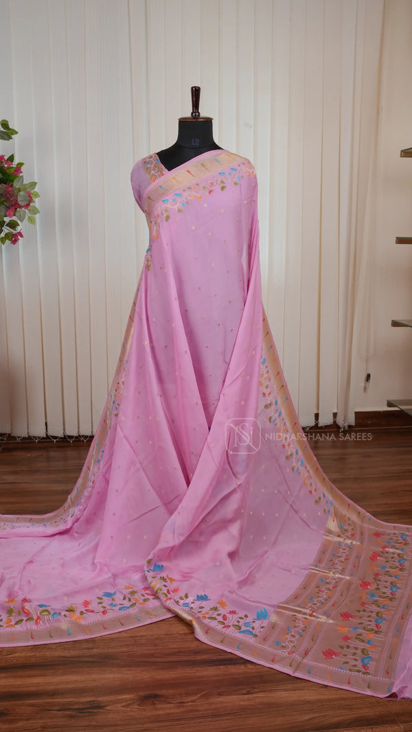 Lightweight Natural Crepe Saree With Floral Design And Elegant Border