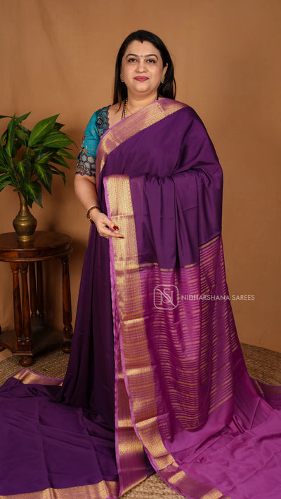 Semi Mysore Crepe With Zari Border