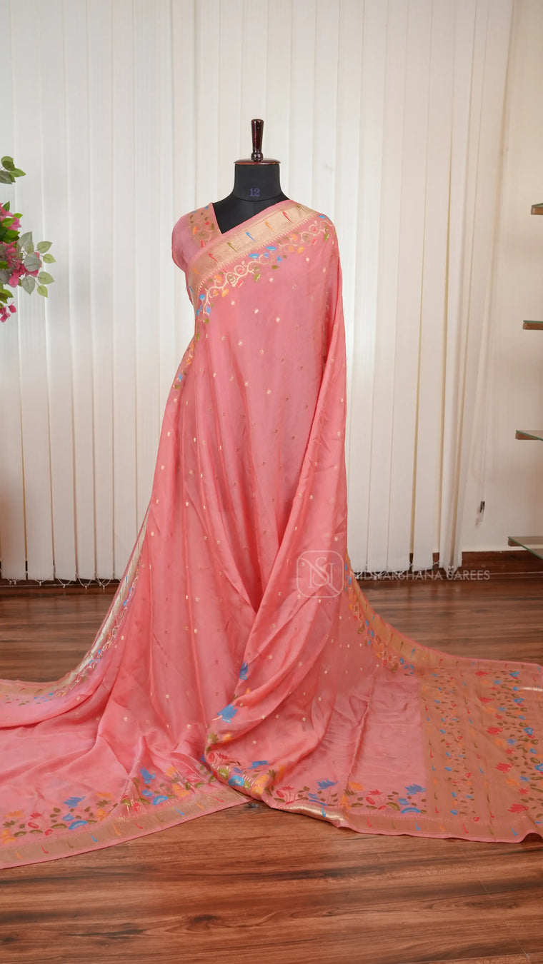 Lightweight Natural Crepe Saree With Floral Design And Elegant Border