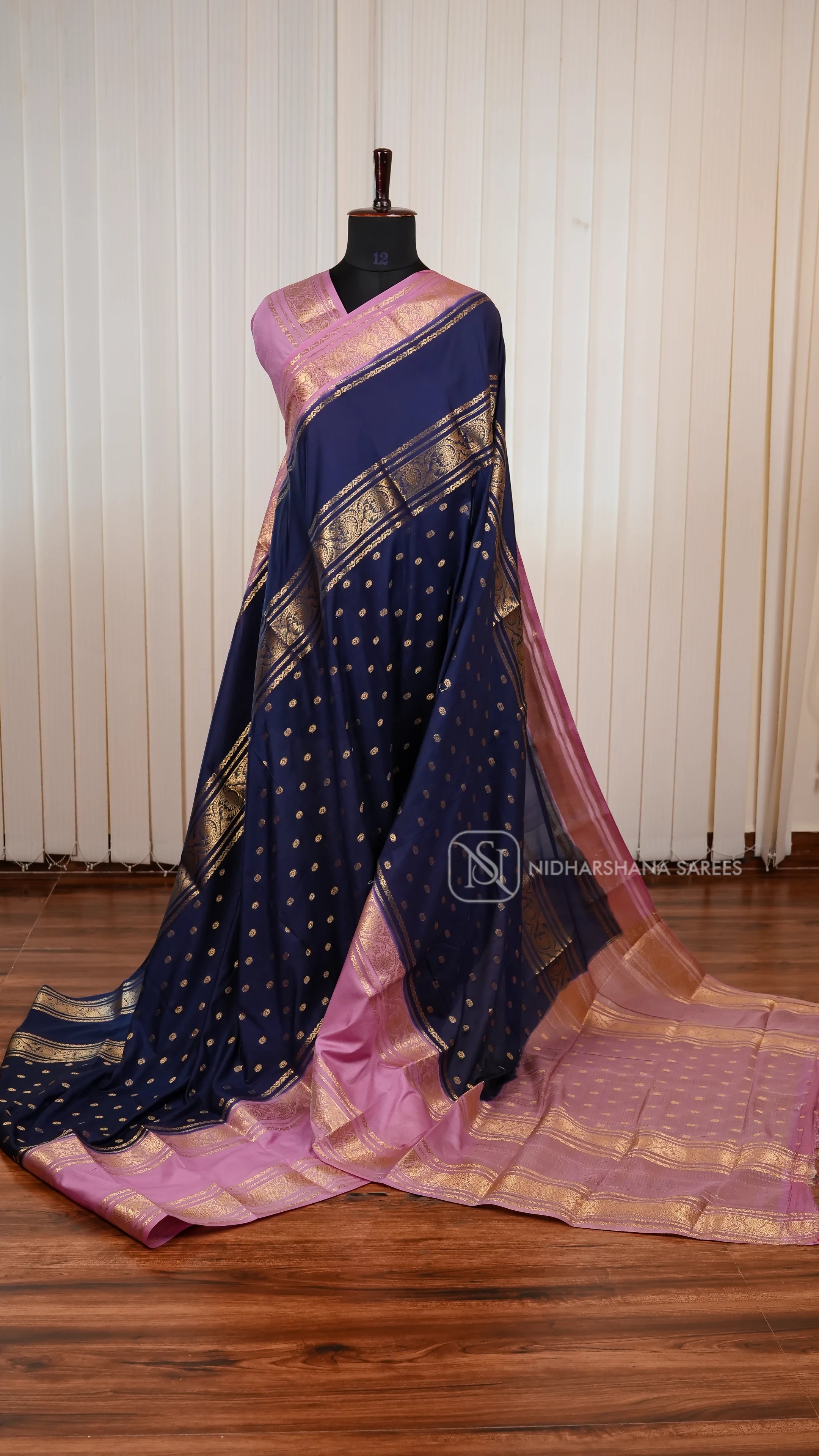 Semi Crepe Silk Saree With Grand Border And Elegant Zari Butta Concept