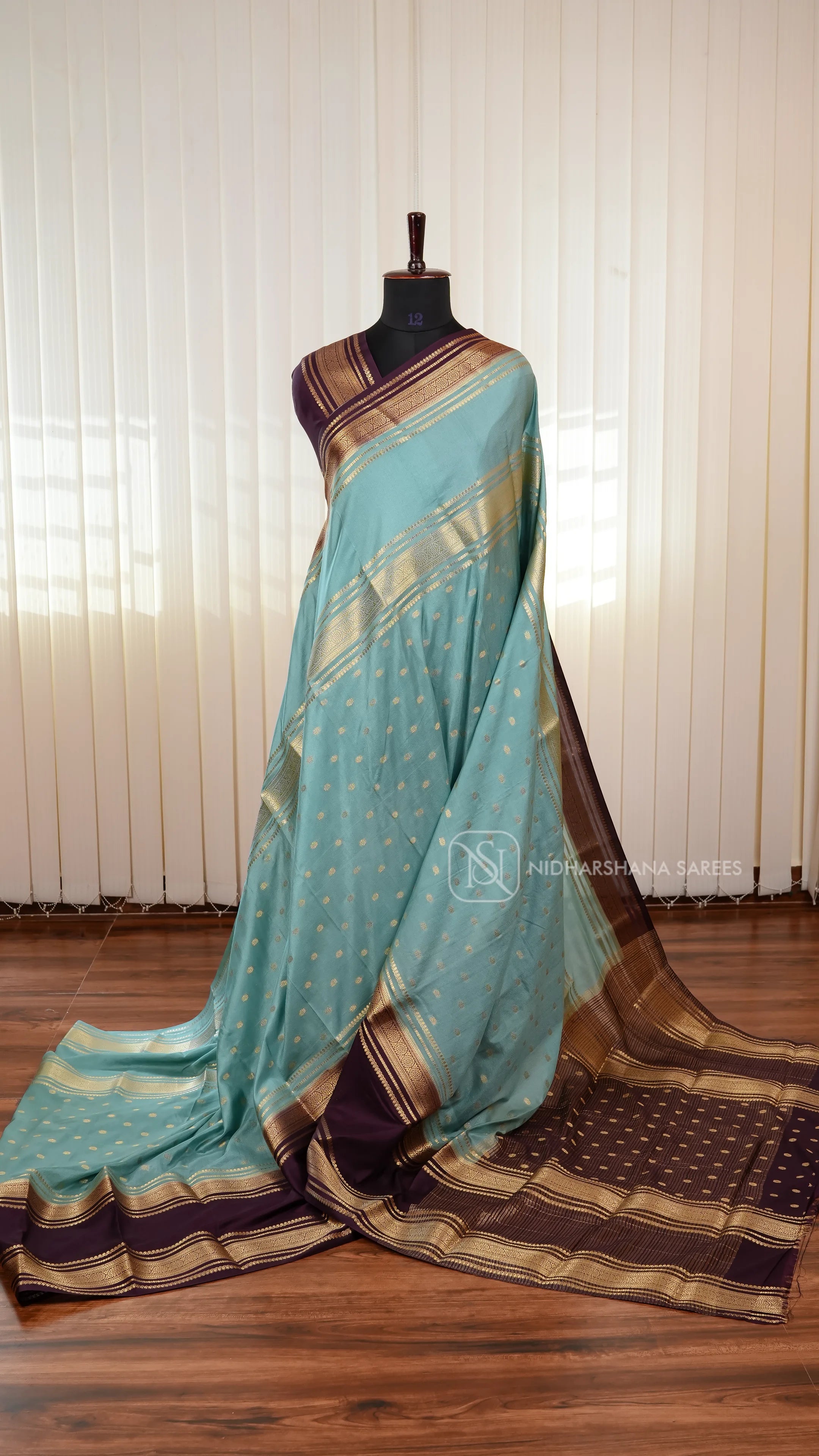 Semi Crepe Silk Saree With Grand Border And Elegant Zari Butta Concept