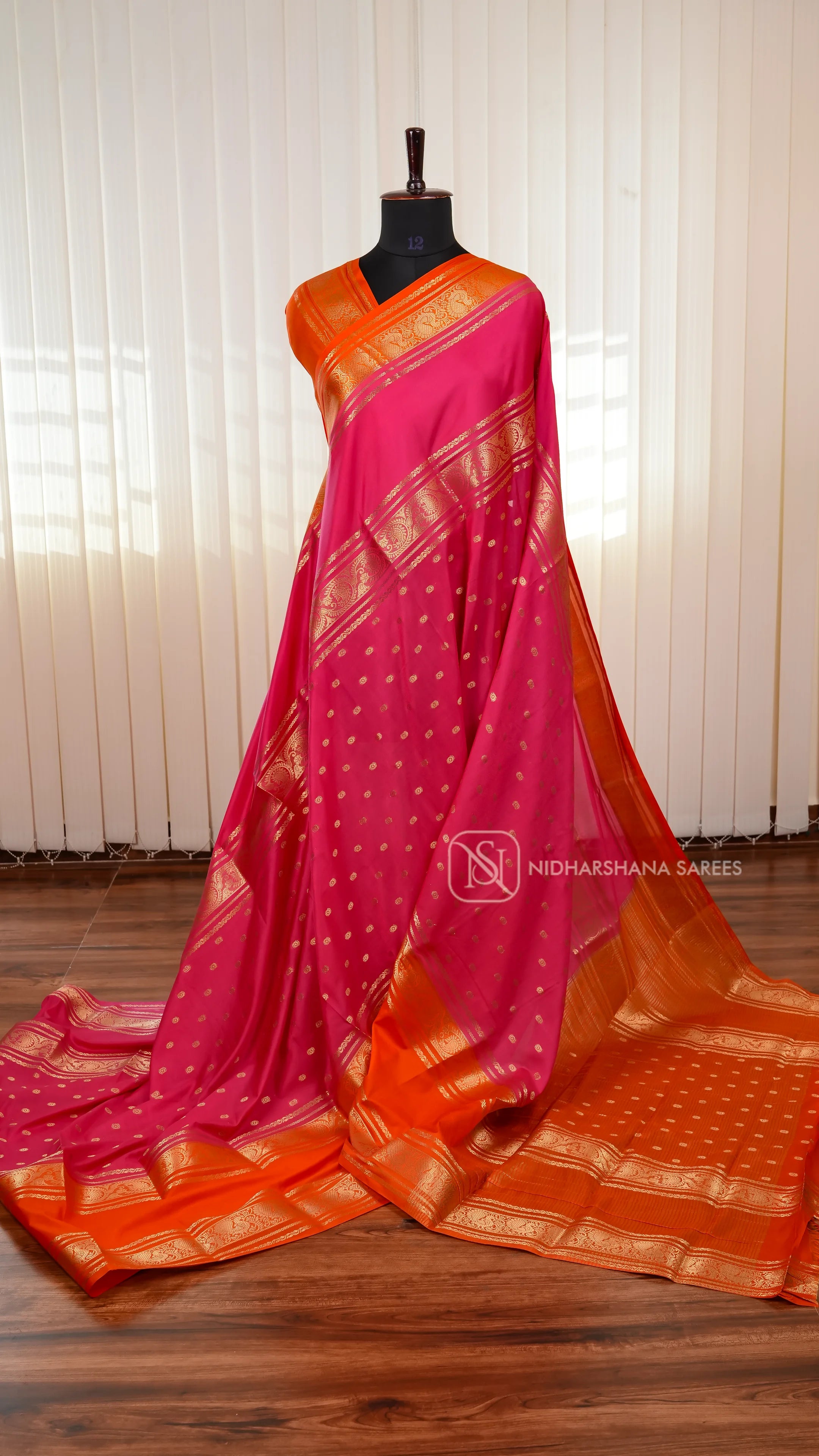 Semi Crepe Silk Saree With Grand Border And Elegant Zari Butta Concept
