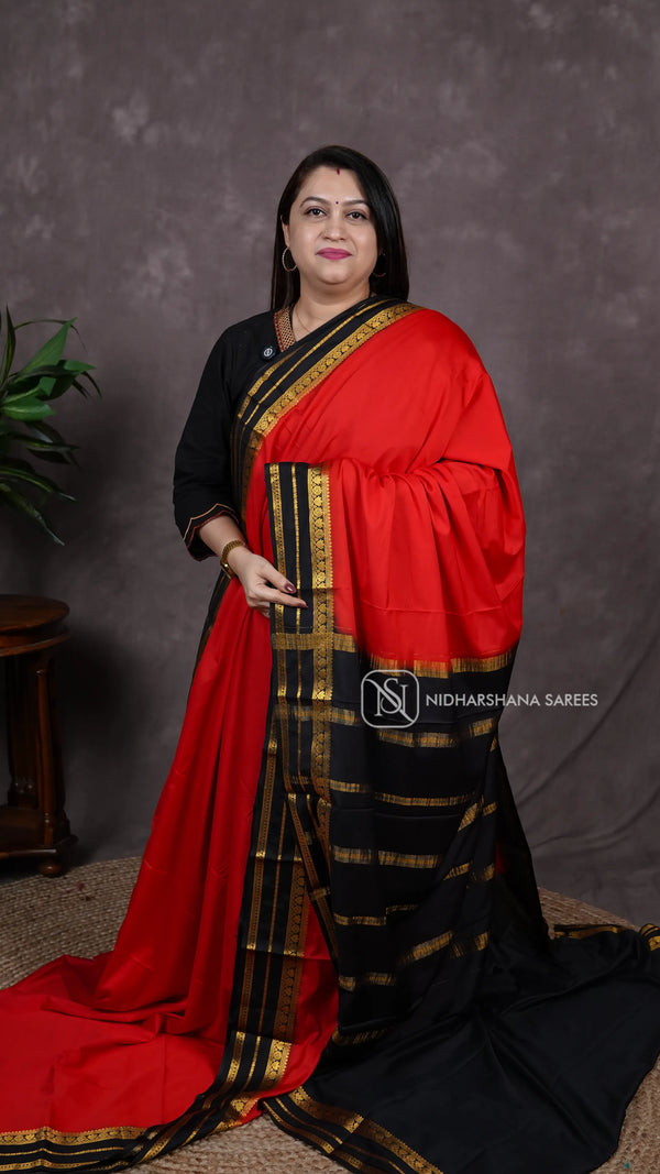 Semi Crepe Silk With Zari Border