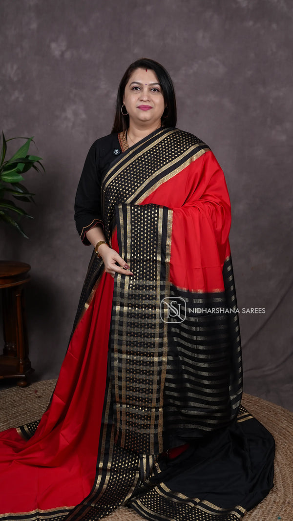 Semi Crepe Silk With Zari Butta Border