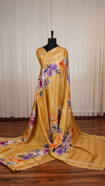 Pure Mysore Crepe Silk Saree With Rich Printed Concept