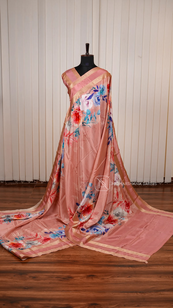 Premium Mysore Crepe Silk Saree With Rich Printed Concept