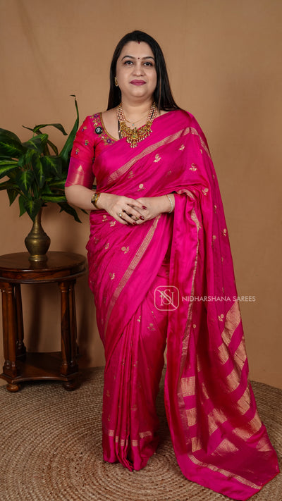 Neelambari Silk With Zari Butta And Satin Border
