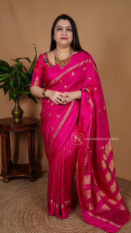 Neelambari Silk With Zari Butta And Satin Border