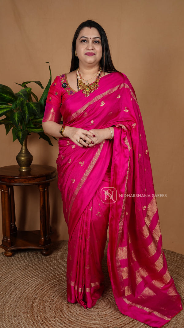 Neelambari Silk With Zari Butta And Satin Border