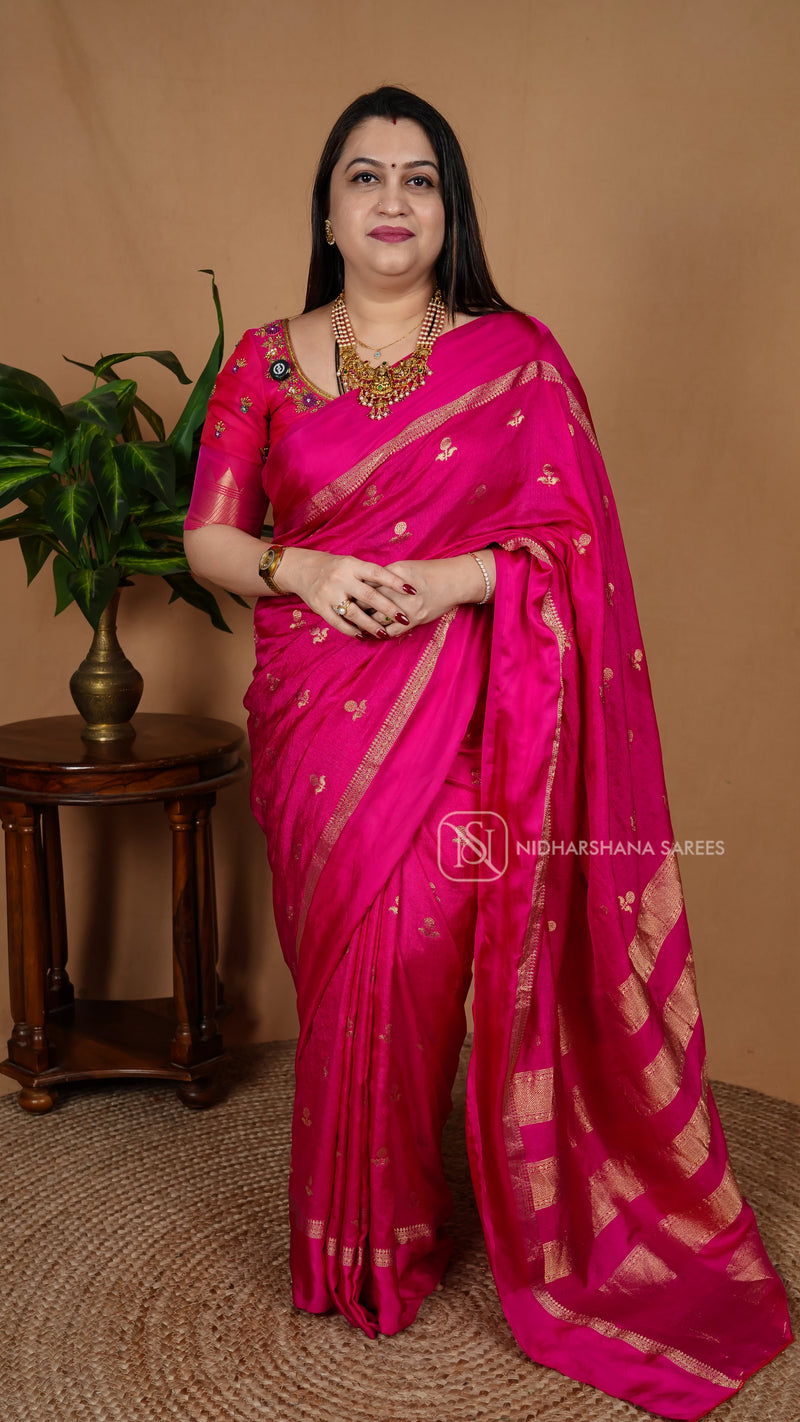 Neelambari Silk With Zari Butta And Satin Border