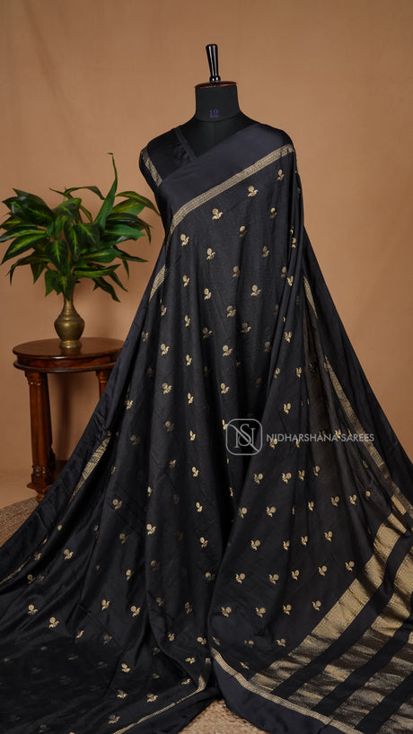 Neelambari Silk With Zari Butta And Satin Border