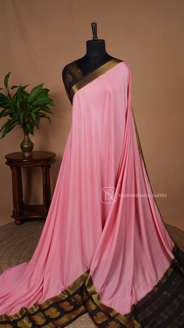 Semi Crepe Silk With Contrast Zari Border