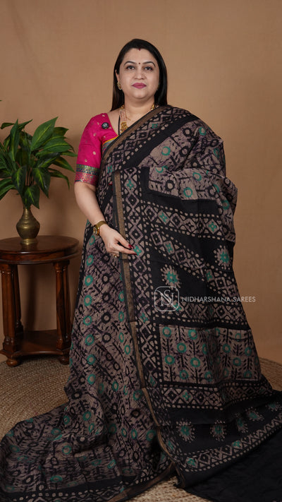 Cotton Saree With Batic Prints