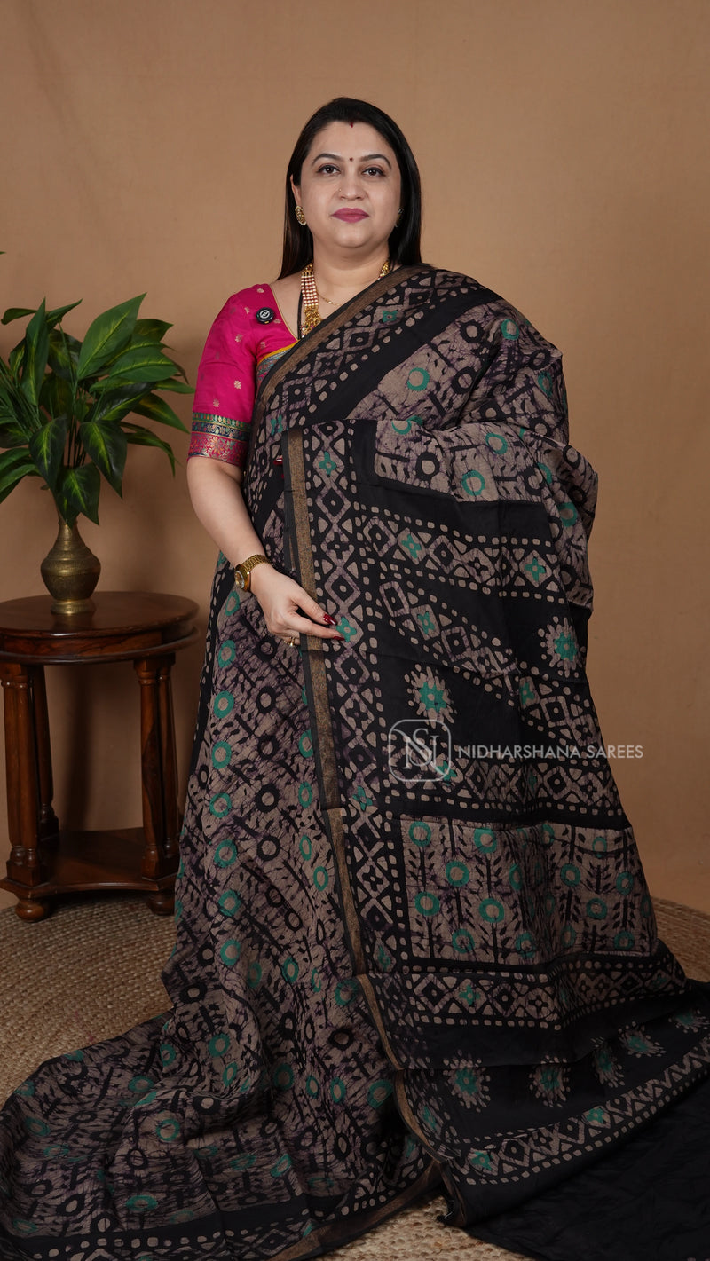 Cotton Saree With Batic Prints