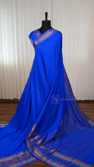 Semi Mysore Crepe Silk Saree With Embroidery And Zari Concept Border