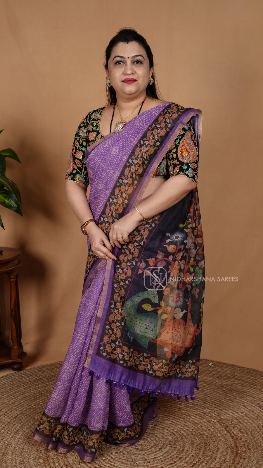 Linen Cotton With Bandhini Print