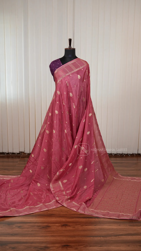 Viscose By Crepe Silk Saree With Peacock Zari Butta And Zari Border