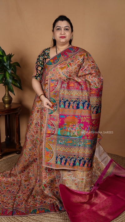 Russian Dola With Meenakari Weaving Pallu
