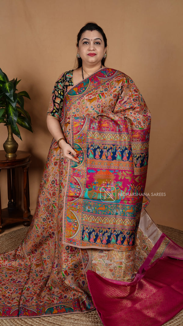 Russian Dola With Meenakari Weaving Pallu