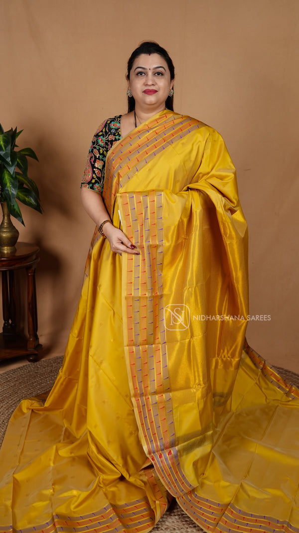 Semi Kanchipuram Silk With Muniya Style Border