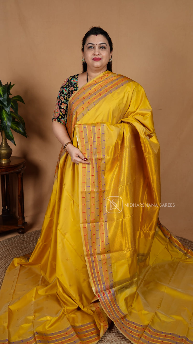 Semi Kanchipuram Silk With Muniya Style Border