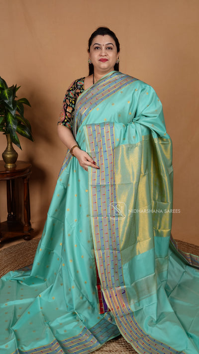 Semi Kanchipuram Silk With Muniya Style Border