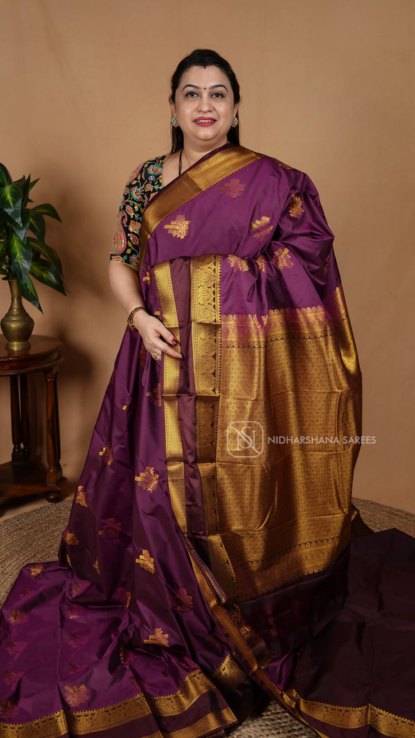 Semi Kanchipuram Silk With Gap Style Zari Border