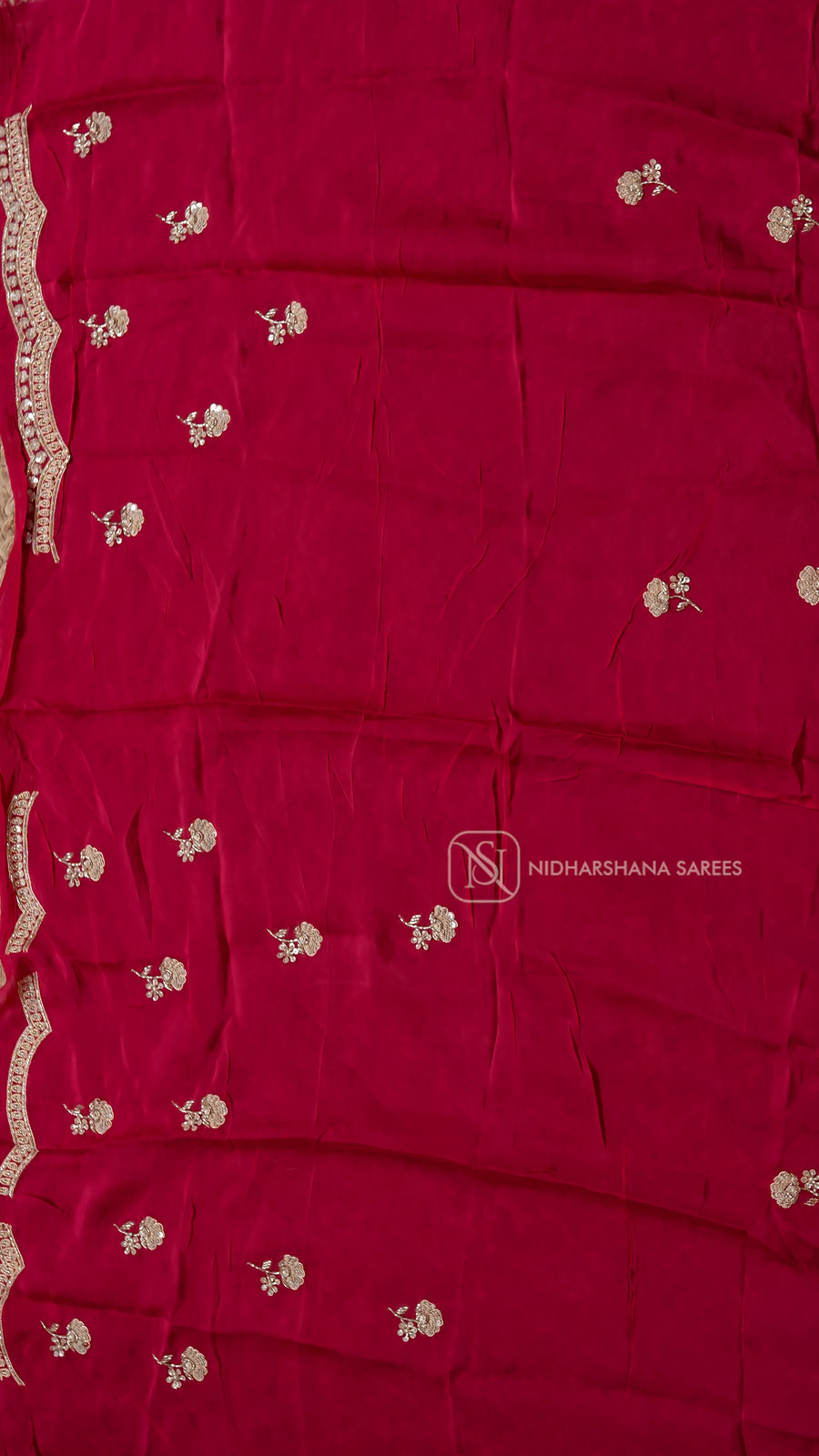 Pure Silk With Kaddhana Sequins Cut Work Border