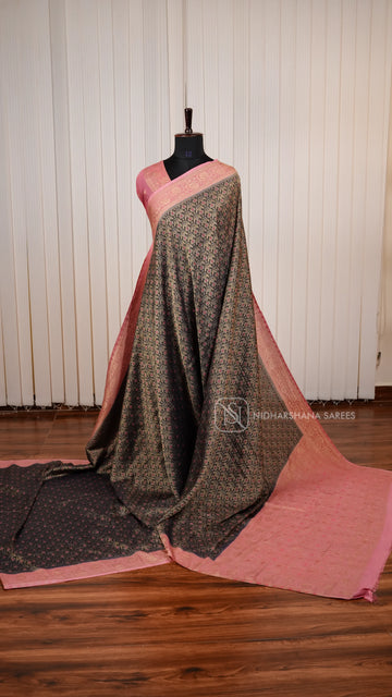 Georgette Crepe Silk Saree With Meena Work And Elegant Border Concept