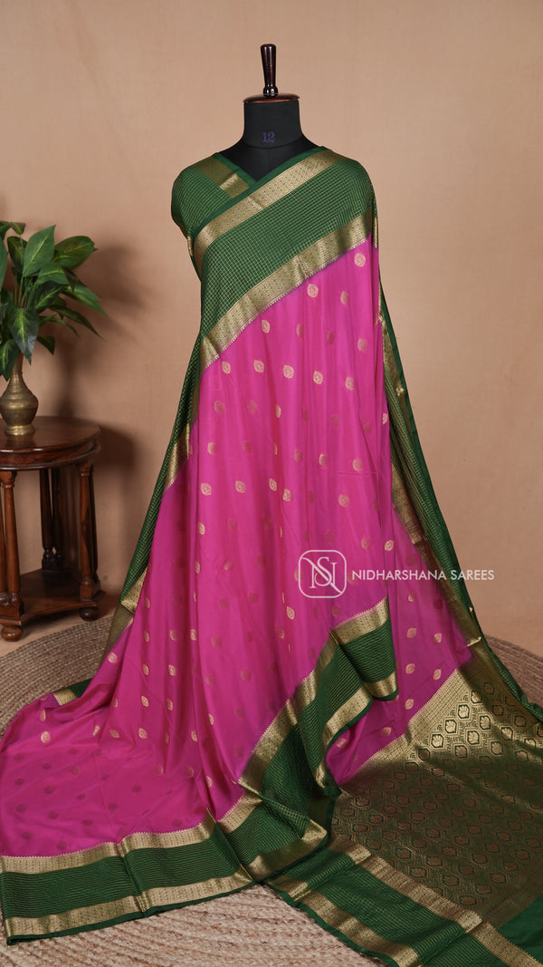 Semi Mysore Crepe Silk With Zari Checks Concept
