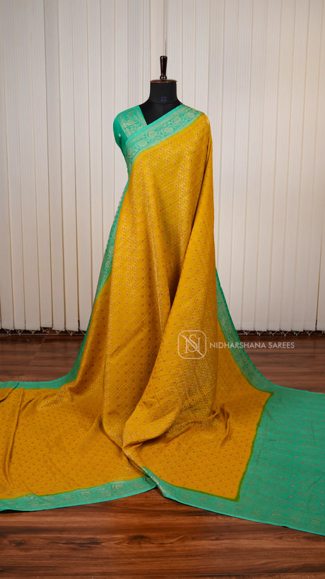 Georgette Crepe Silk Saree With Meena Work And Elegant Border Concept