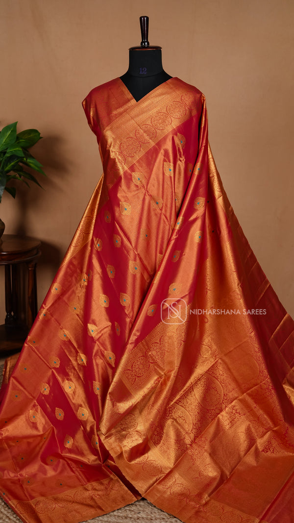Semi Kanchipuram Tissue Silk With Zari Butta And Zari Border