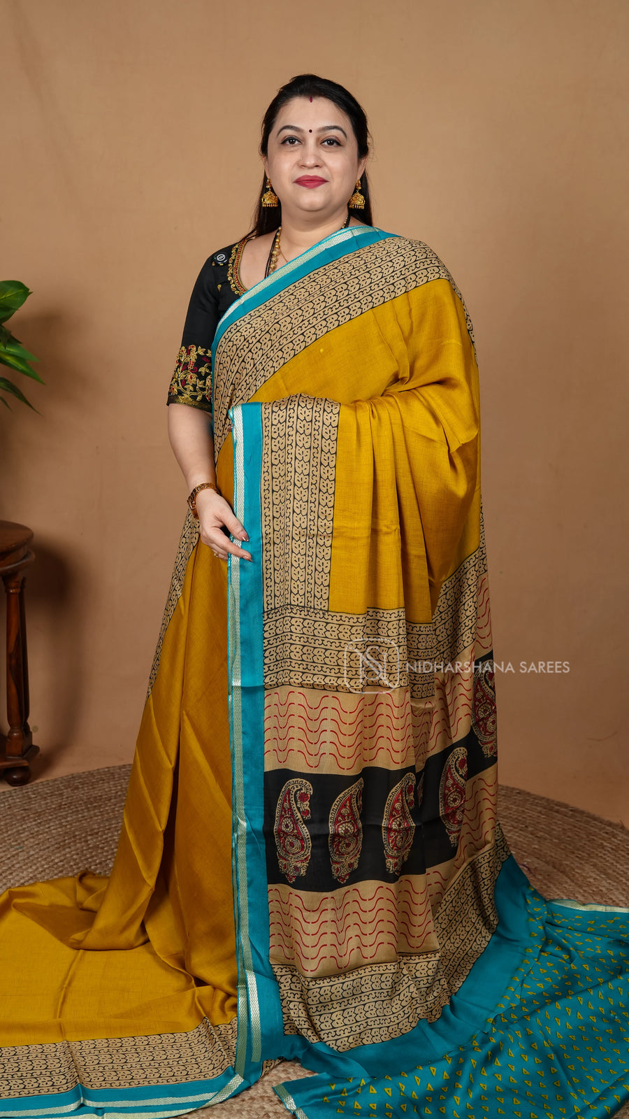 Semi Georgette With Contrast Border