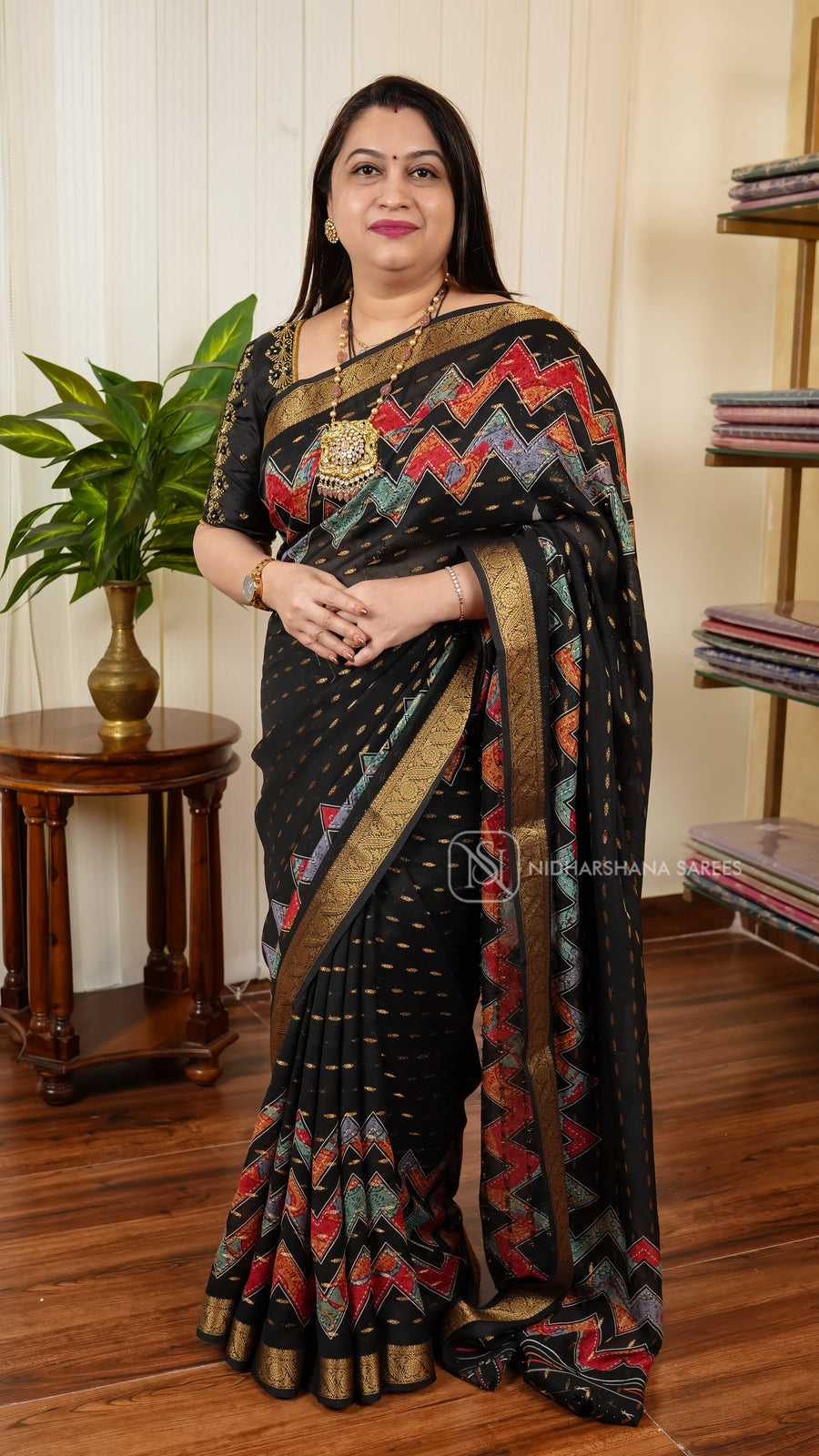Premium Georgette With Zari Butta And Zig Zag Concept