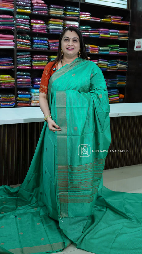 Semi Tussar With Katha Stitch And Zari Butta Concept